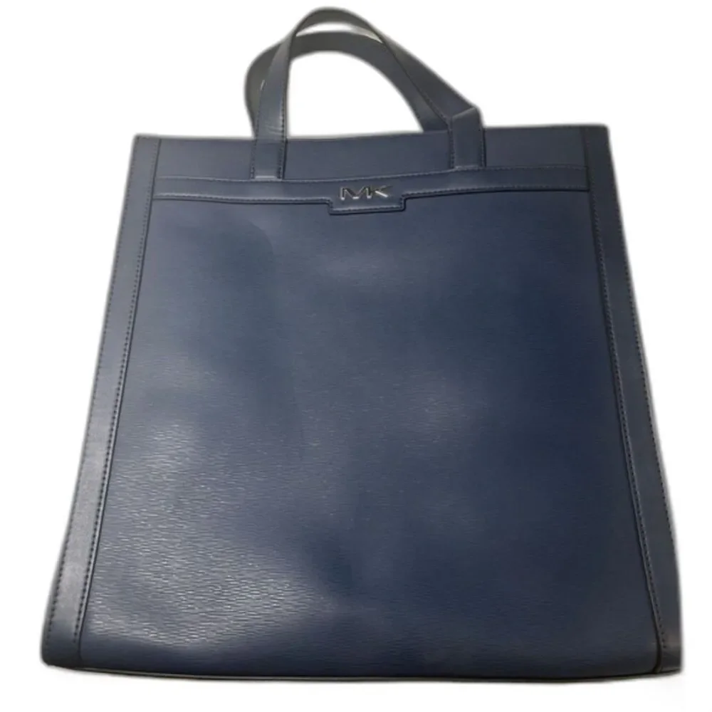 Michael Kors Cooper Tall Utility Tote Navy Leather Laptop Work Bag NWOT Mens